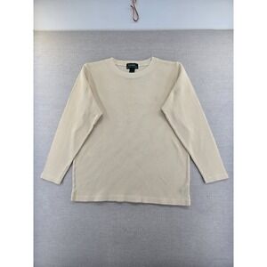 Lauren Ralph Lauren Long Sleeve Waffle Knit Thermal Shirt Small Cream Cotton